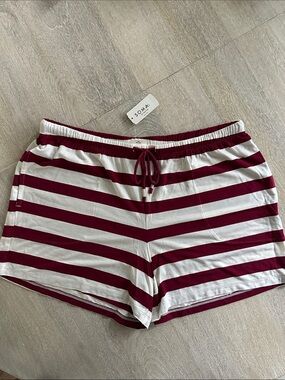 Soma Burgundy and White Striped Lounge Shorts
